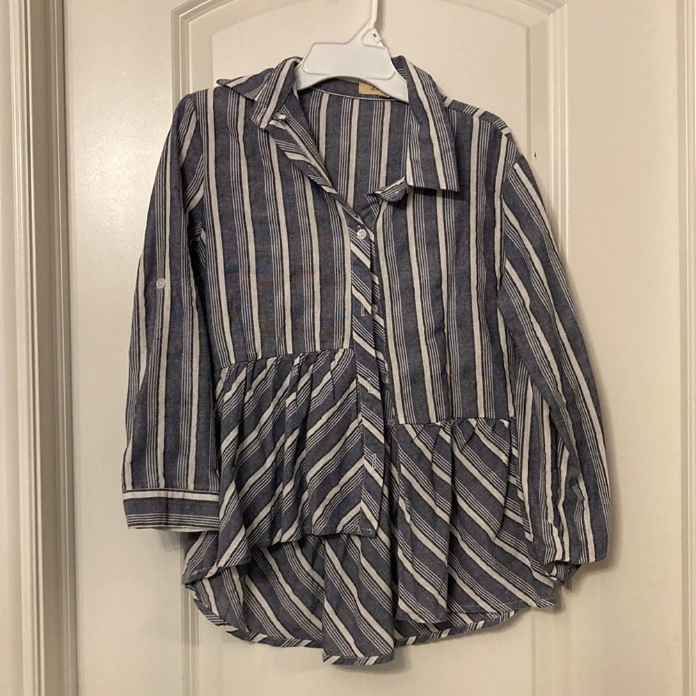 White & Blue Button Shirt